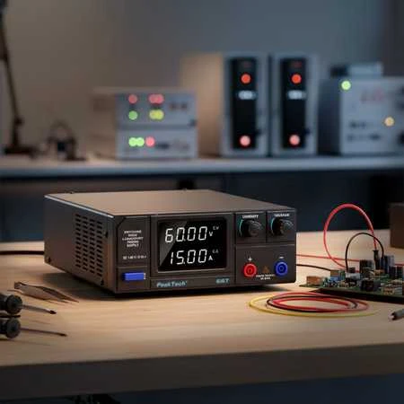 Peaktech Laboratorinis perjungimo maitinimo šaltinis DC 1-60V 15A smailė