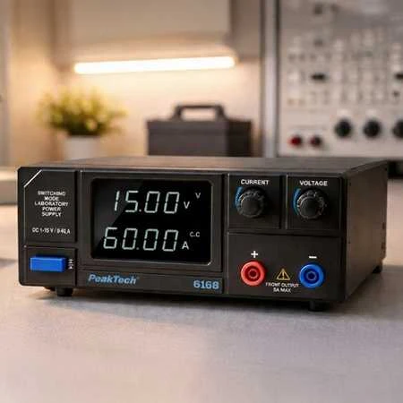 Peaktech Laboratorinis perjungimo maitinimo šaltinis DC 1-15V 60A smailė