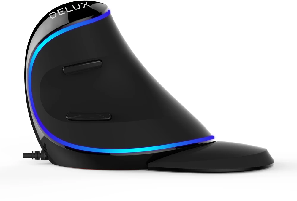 Blue „Delux M618 PLUS“ su laidu optinė pelė su LED lempute, mėlyna