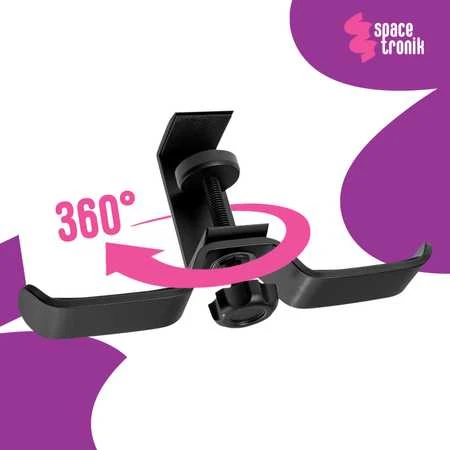 Juodas 360 laipsnių ausinių laikiklis