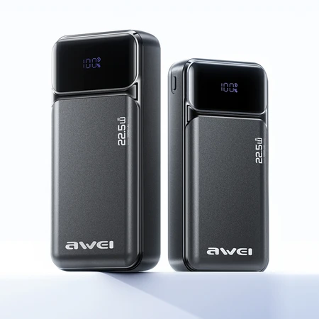 Išorinė baterija Awei PA-92 20000mAh 22,5W PD 2xUSB-C juodos spalvos
