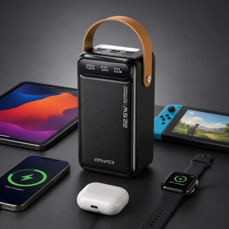 AWEI PowerBank P101K 60000mAh 22.5W juodos spalvos
