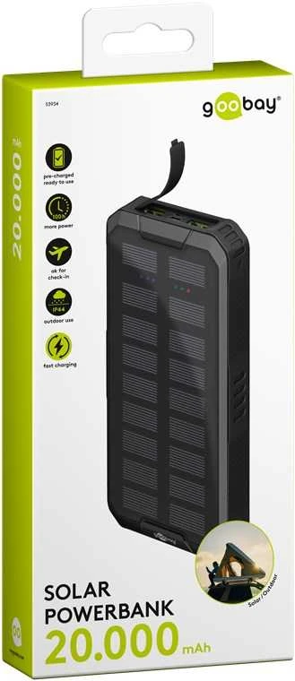 PowerBank Goobay 20000 mAh su QC PD saulės baterija