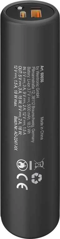„Goobay Bike Powerbank 5.0“ su sustiprintu laikikliu dviračio vairui | 60656 | 5000 mAh | Juodas