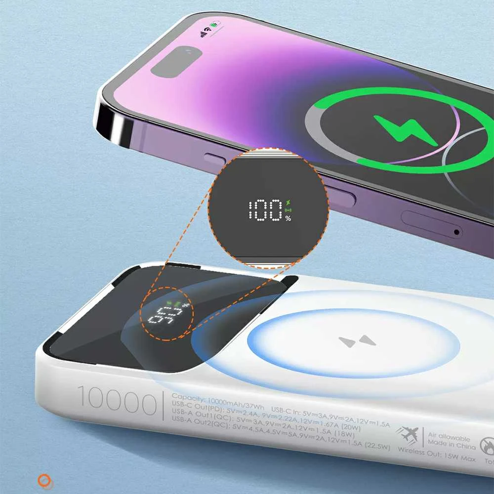 Powerbank LDNIO 10000 mAh Qi indukcinis magnetas USB-C