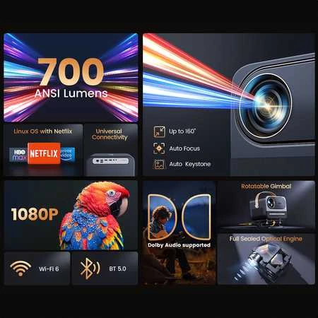 Yaber U12 LCD FullHD 1080p Multimedia Projektorius su Stereo kolonėlėmis - juodos spalvos