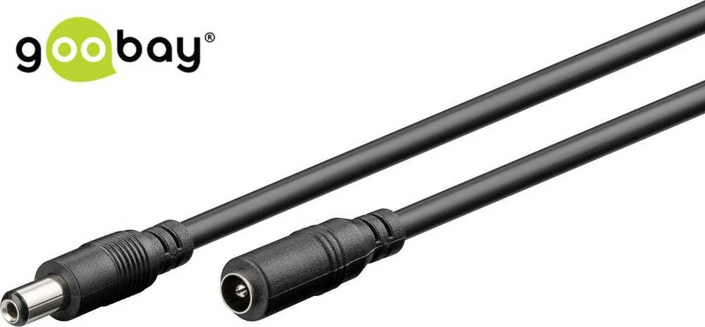 DC prailgintuvas 5.5/2.1mm - kaištis-lizdas - 3m - juodas - Goobay 71399