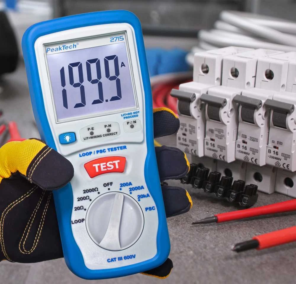 PSC PeakTech 2715 skaitmeninis trumpojo jungimo kilpos testeris