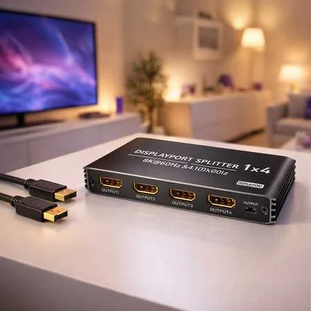 Spacetronik HDMI skirstytuvas 1x4 8K 4K 120Hz su HDR Dolby EDID