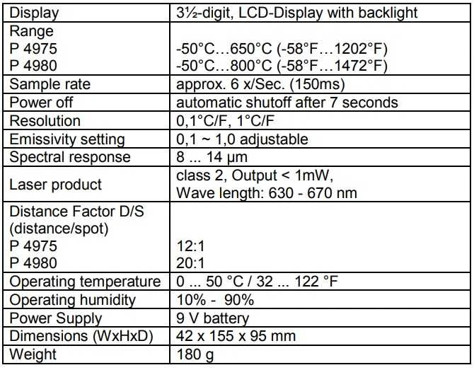 „PeakTech 4980“ skaitmeninis temperatūros matuoklis su IR spinduliu