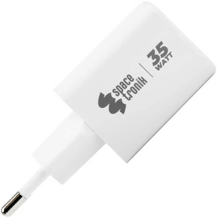 Spacetronik 2in1 USB-C USB PD greitasis įkroviklis 35W 3,6A baltas