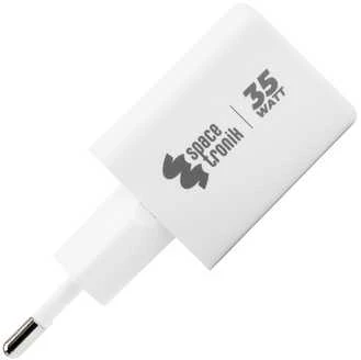 Spacetronik 2in1 USB-C USB PD greitasis įkroviklis 35W 3,6A baltas