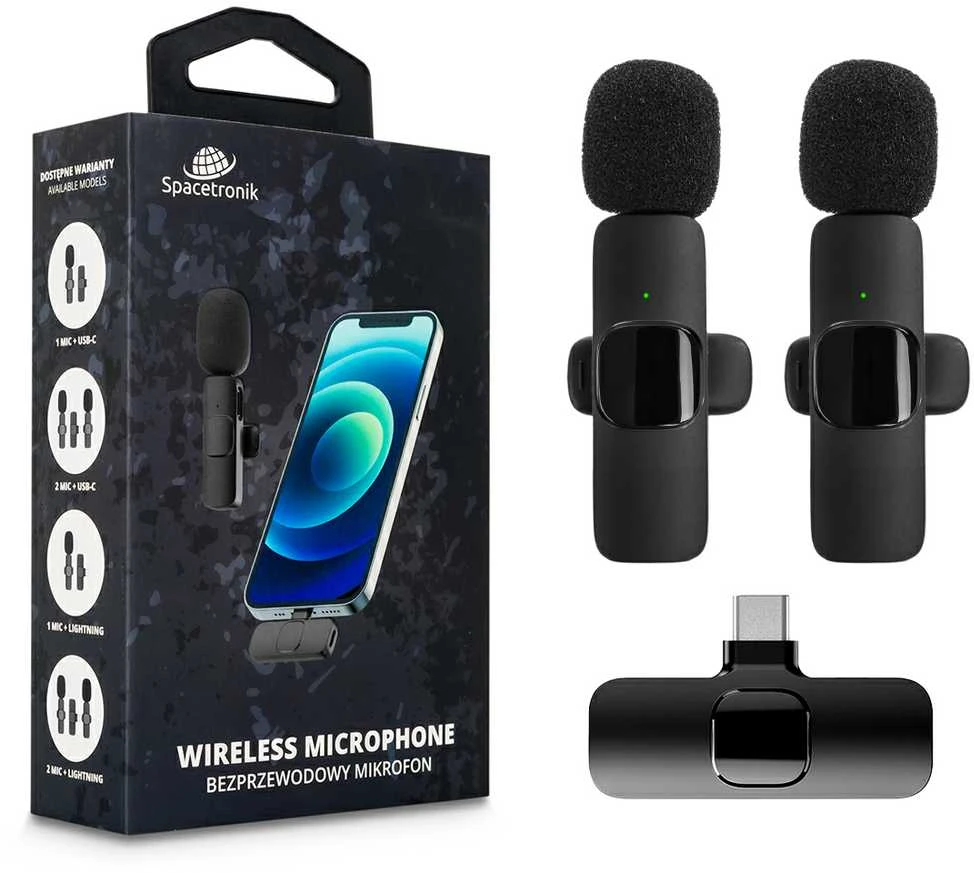 Spacetronik 2x SPU-WM02C belaidis USB-C mikrofonas