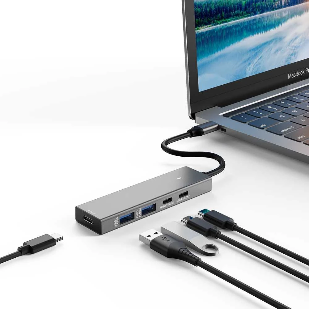 Spacetronik Adapteris HUB 5w1 USB-A ir USB-C NA USB 3.2 SPU-M16
