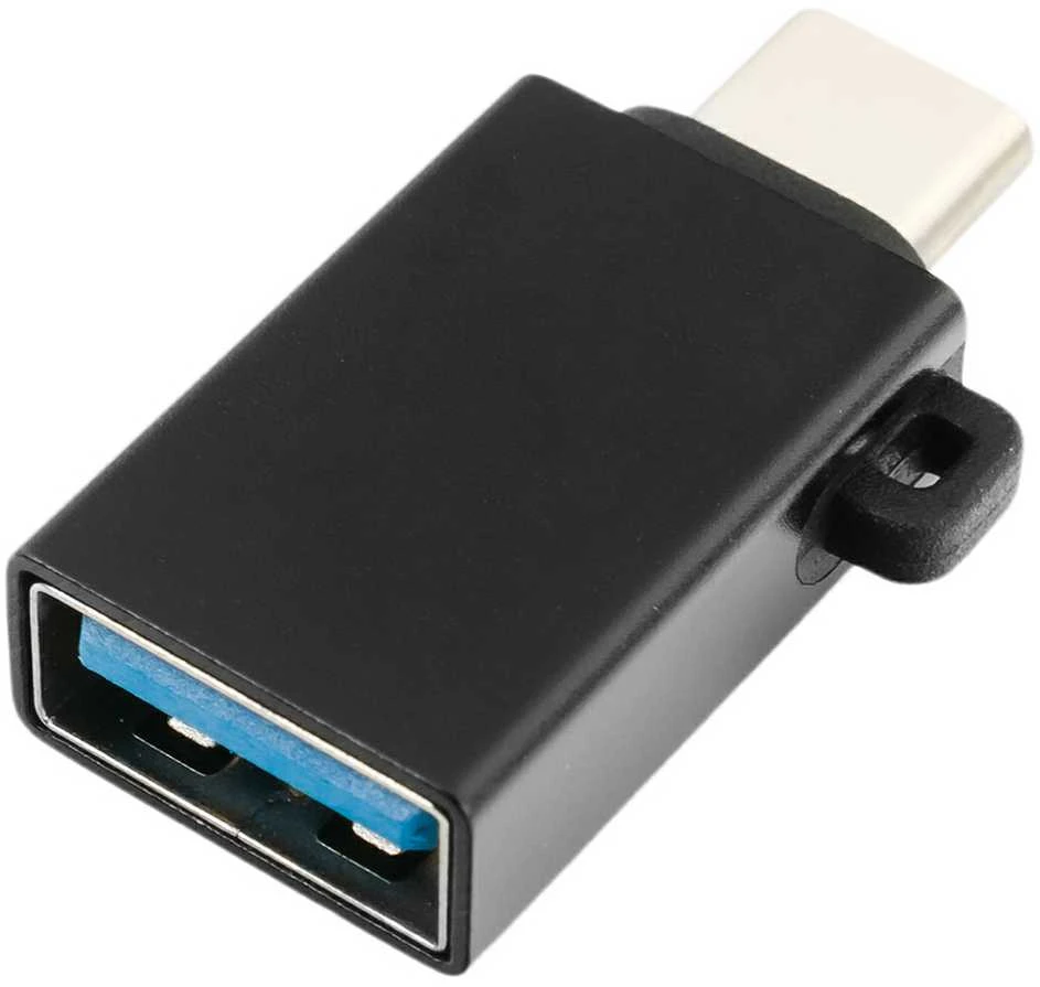 Juodas USB-C į USB 3.0 adapteris su kilpele