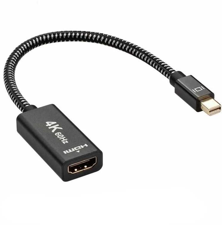Mini DP į HDMI 4K adapteris su pintos tekstūros laidu