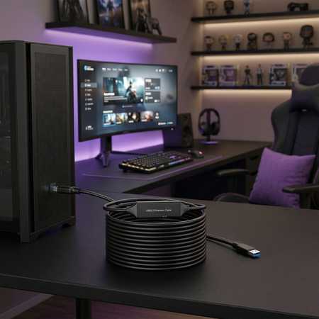 Spacetronik Aktyvus USB 3.0 prailginimo laidas, vyriškas į vyrišką, 15 m