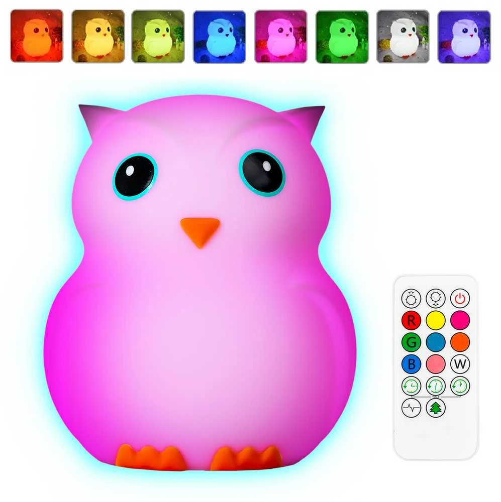 Spacetronik Didelė pelėda RGB naktinė lempa USB-C nuotolinio valdymo pultelis SP-LN01XL