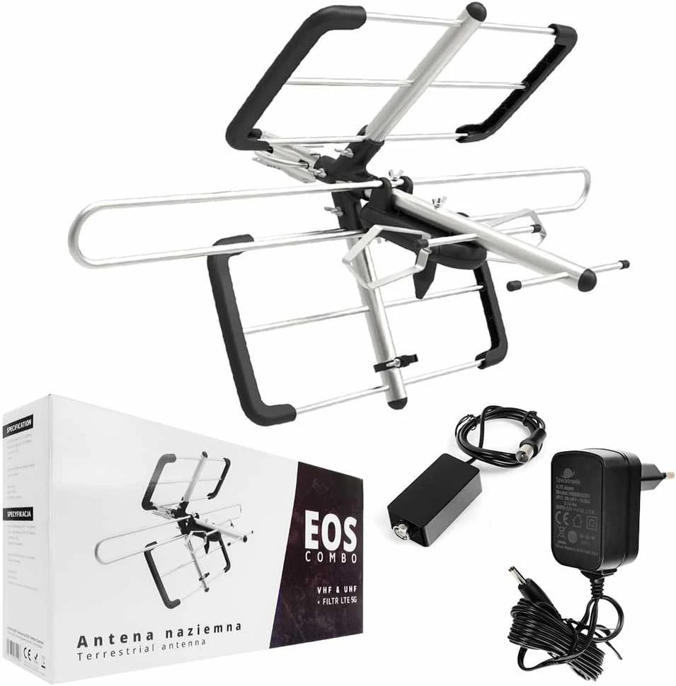 Spacetronik EOS Combo Juodas DVB-T2 antena Aktyvi