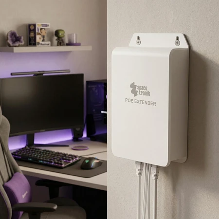 Spacetronik Ethernet PoE prailgintuvas atsparus vandeniui 4x SP-EPOEGW42