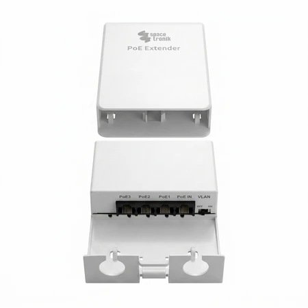 Spacetronik Ethernet PoE prailgintuvas, atsparus vandeniui, 3x SP-EPOEGW32