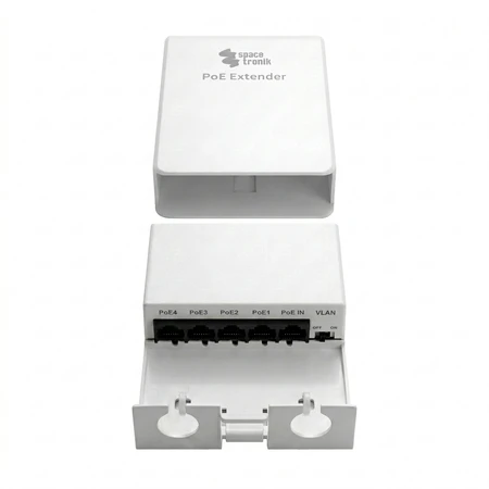 Spacetronik Ethernet PoE prailgintuvas atsparus vandeniui 4x SP-EPOEGW42