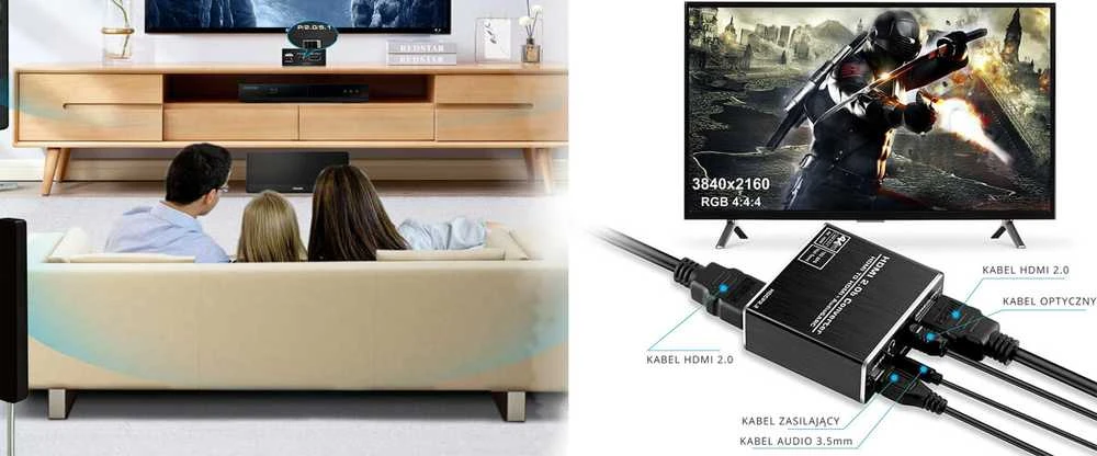 Spacetronik HDMI-HDMI + garso ištraukiklis SPDIF ARC SPH-AE06