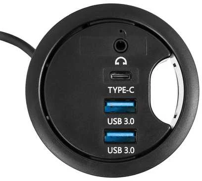 Spacetronik Stalinis šakotuvas 2x USB 3.0 + 1x USB-C + 1x AUX