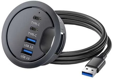 Spacetronik Stalinis šakotuvas 2x USB 3.0 + 2x USB-C