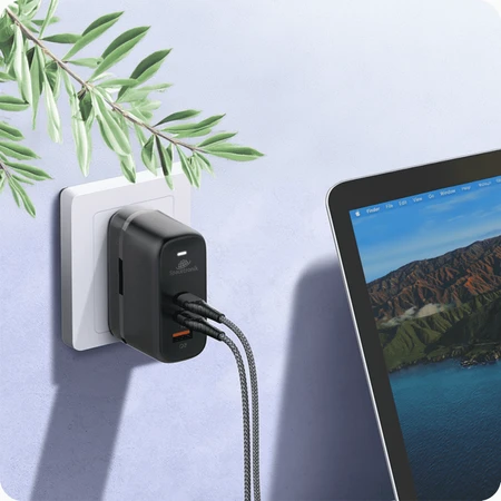 Spacetronik Įkroviklis GaN 65W 2x PD 2x USB-C USB QC EU JK JAV