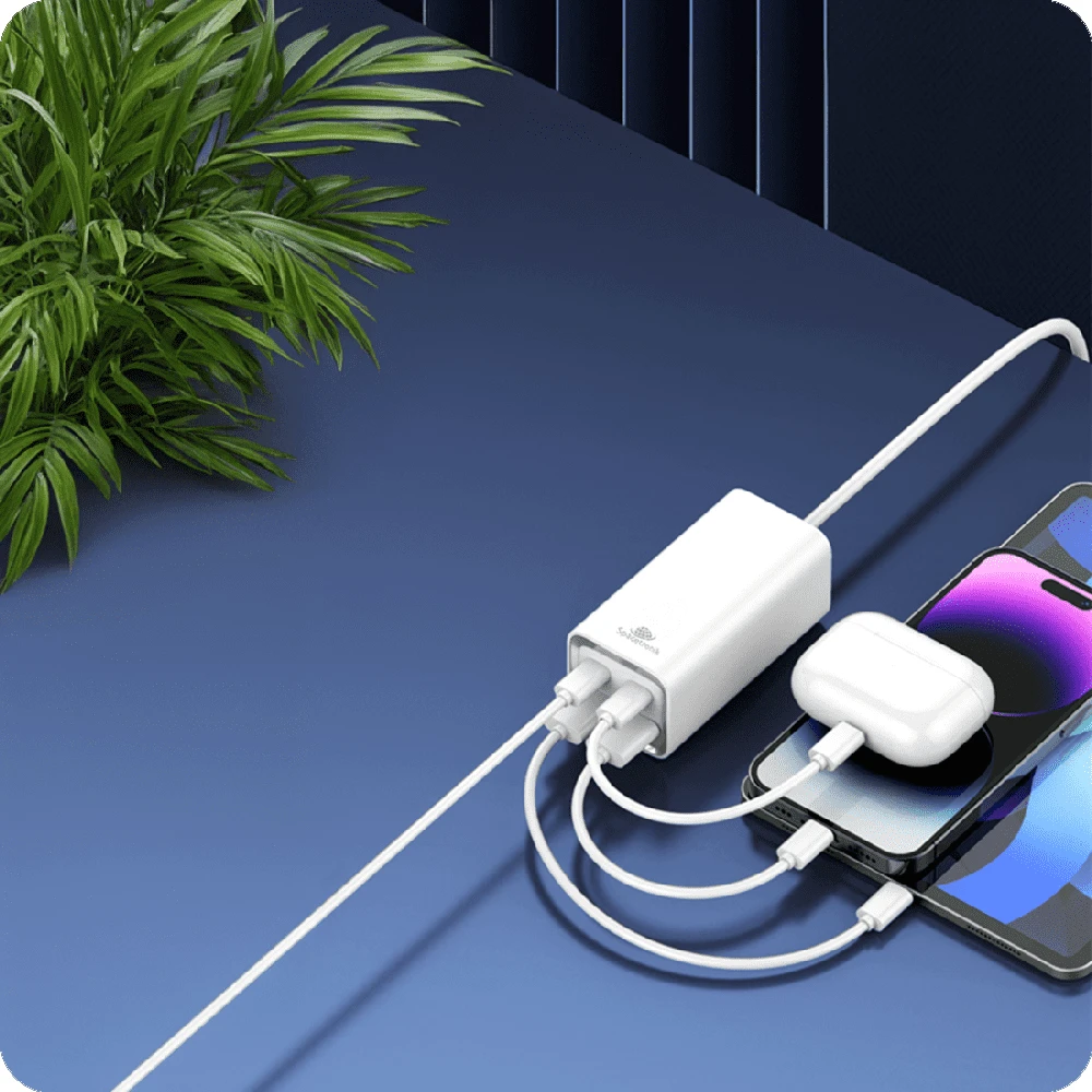 Spacetronik Įkroviklis SR102 65W, 2x PD4+ USB-C, 2x QC3.0 USB-A
