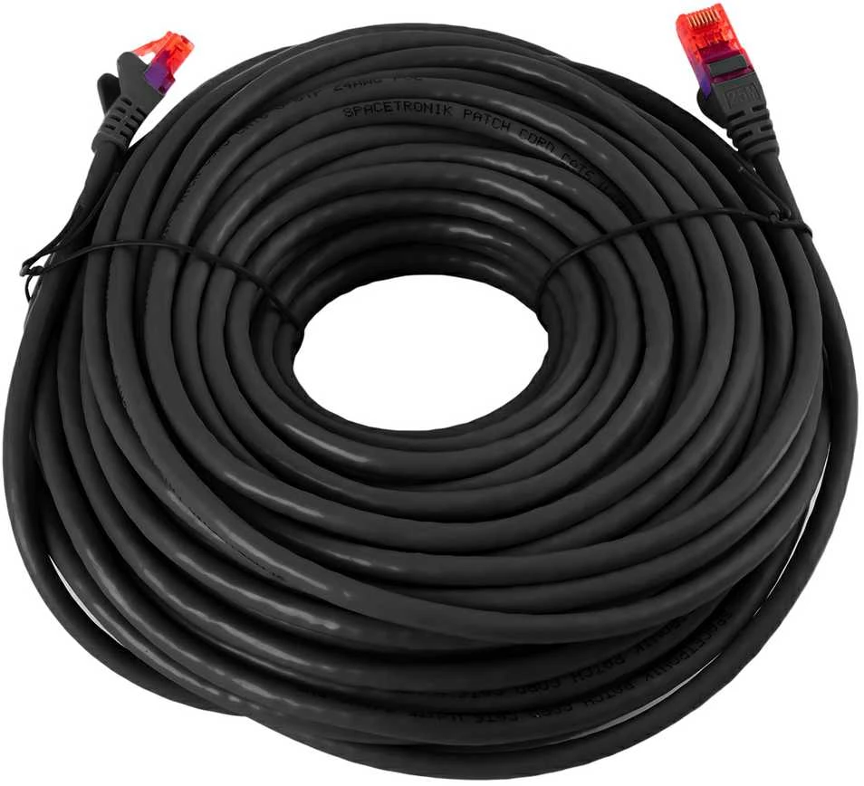 Spacetronik RJ45 CAT 6 U/UTP AWG24 kabelis, juodas, 25 m