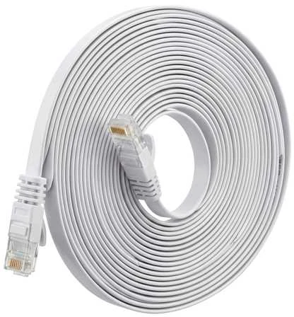 Spacetronik RJ45 CAT 6a U/UTP AWG32 plokščias baltas kabelis 20 m