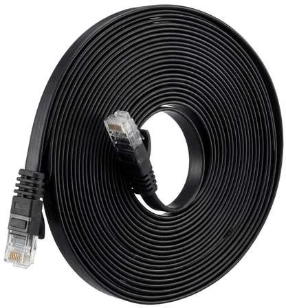 Spacetronik RJ45 CAT 6a U/UTP AWG32 plokščias kabelis, juodas, 3 m