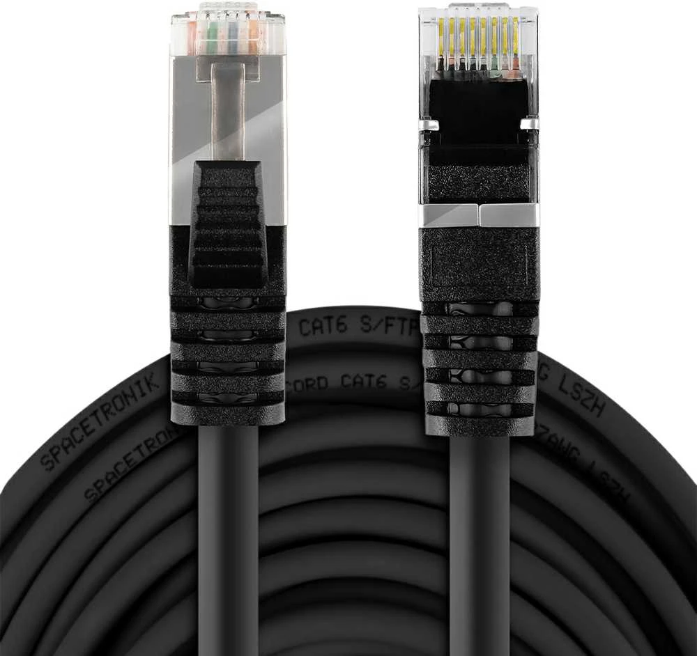 Spacetronik Kabelis RJ45 CAT8 S/FTP AWG26 CU LSZH juoda 2m