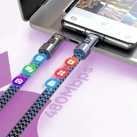 Spacetronik USB-C laidas su virvele PD 240W 30cm BA