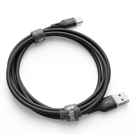 Spacetronik USB2.0 A-C LED kabelis 60W silikoninis, juodas, 0,5 m