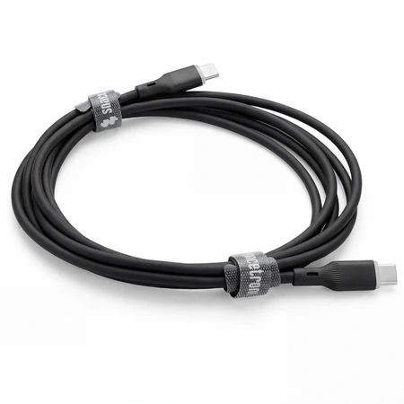 Spacetronik USB2.0 C tipo kabelis LED PD100W silikoninis, juodas, 1,5 m