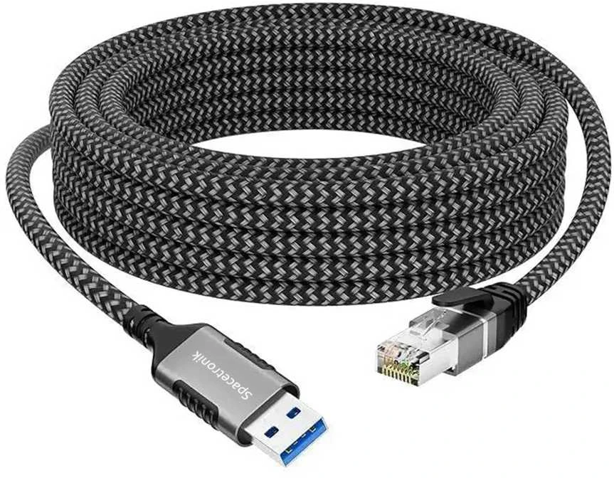 Spacetronik USB-A gigabito tinklo plokštė, 5 m adapterio kabelis