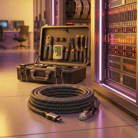 Spacetronik USB-C gigabito tinklo plokštė, 5 m adapterio laidas