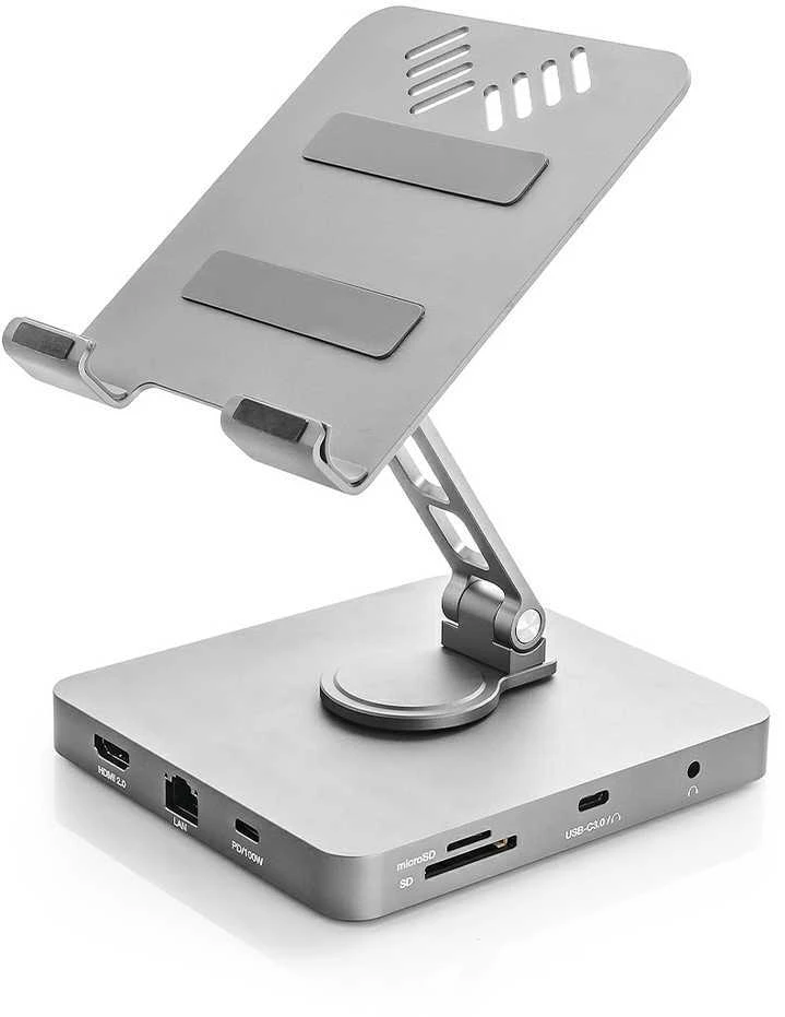 Spacetronik Kelių prievadų USB-C 11in1 planšetinio kompiuterio laikiklis SPE-PB04