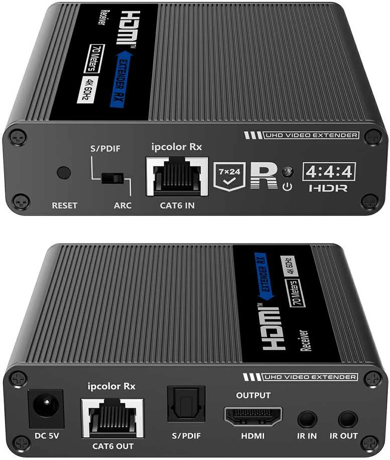 HDMI imtuvas Spacetronik su CAT6 ir S/PDIF jungtimis