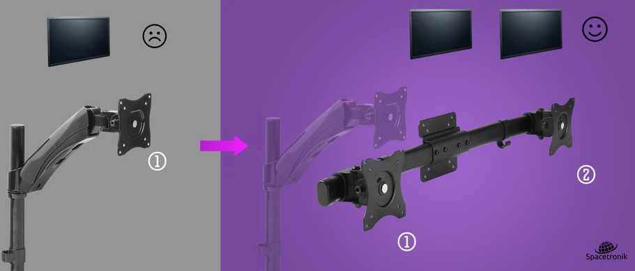 Spacetronik Išplėtimo laikiklis 2 VESA SPP-020B monitoriams