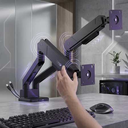 Spacetronik SPAG123 Dviejų monitorių laikiklis su USB prievadais SPAG123