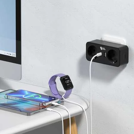 Spacetronik Maitinimo blokas 2xAC 1xUSB 1xUSB-C SPS-PS01B