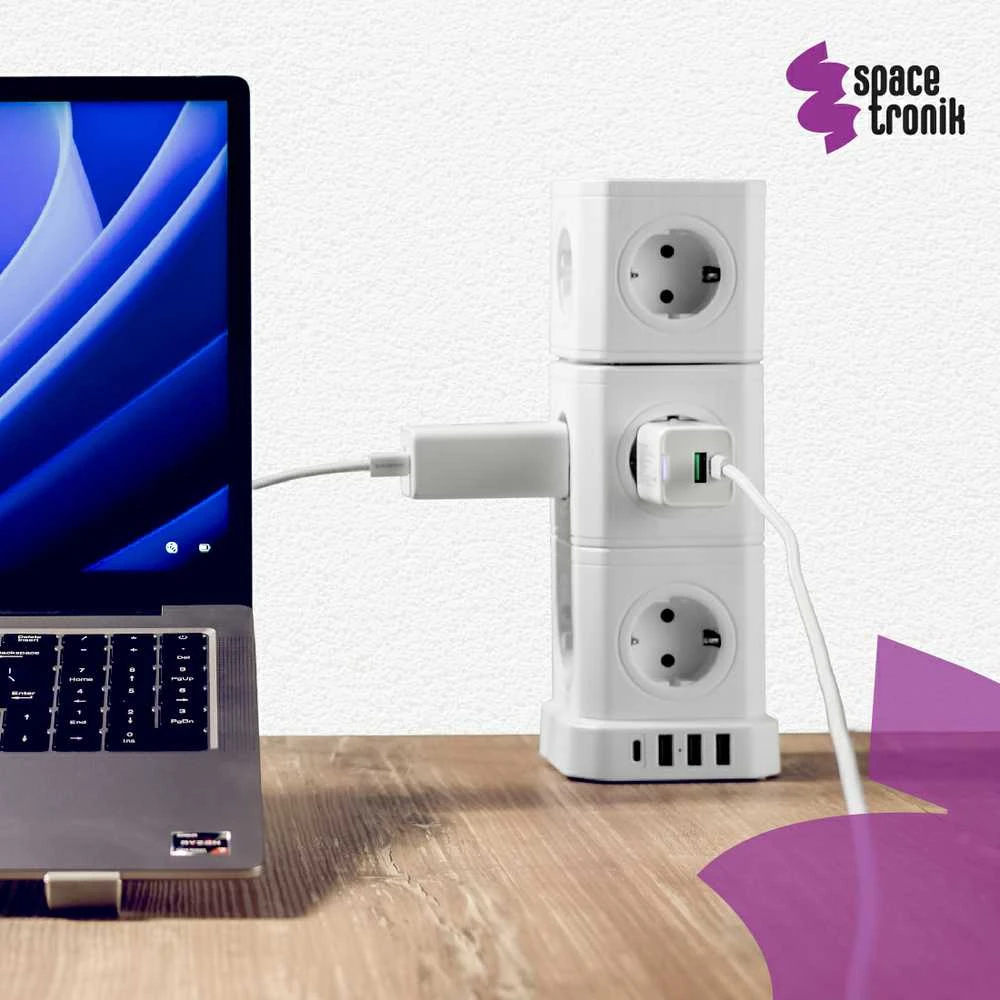 Spacetronik Maitinimo juosta 5xAC 3xUSB 1xUSB-C SPS-C02W