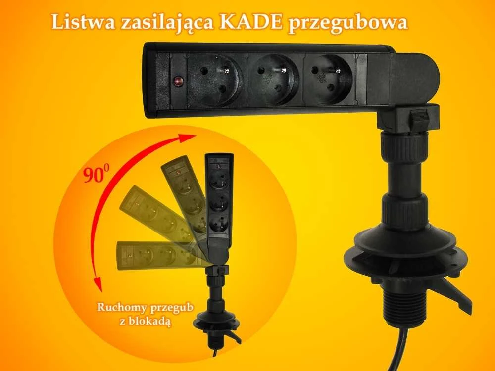Spacetronik Maitinimo juosta su 3 kintamosios srovės lizdais KADE - šarnyrinis