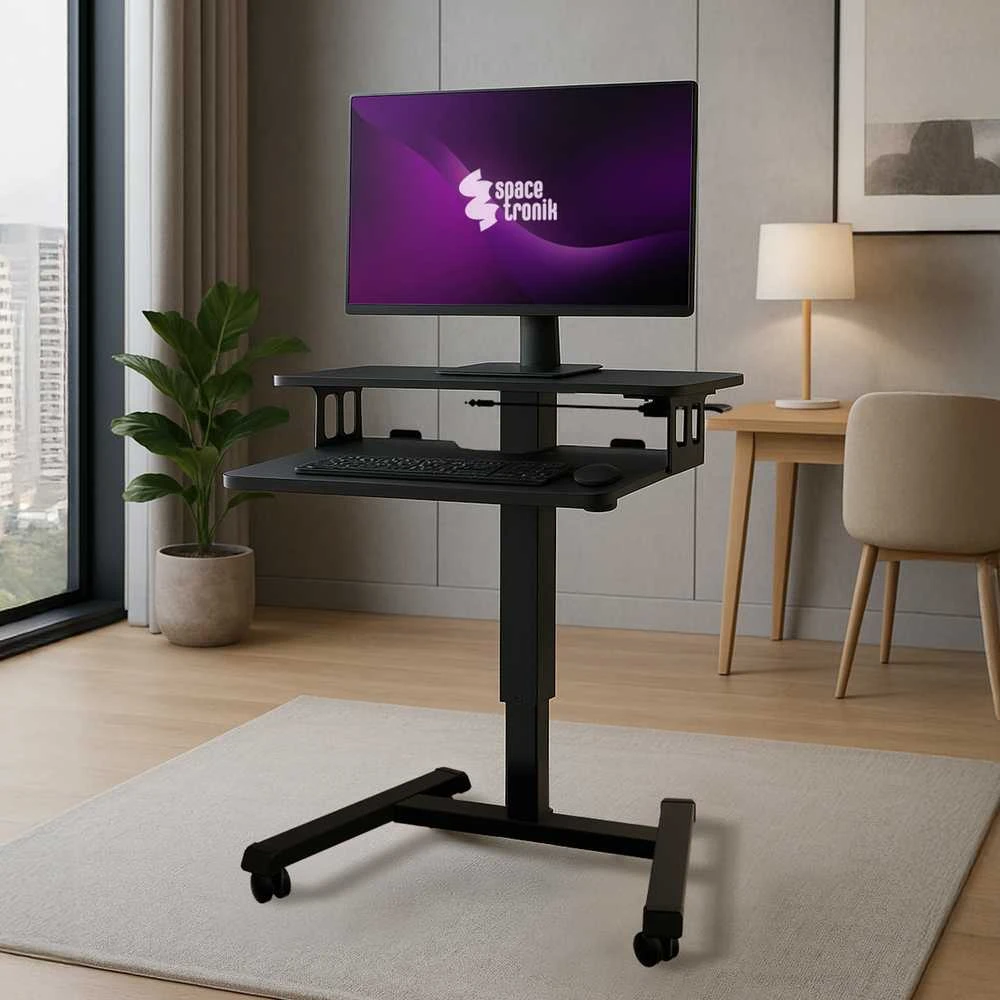 Spacetronik SPR-BUDDY-13 juodas stalas su monitoriumi