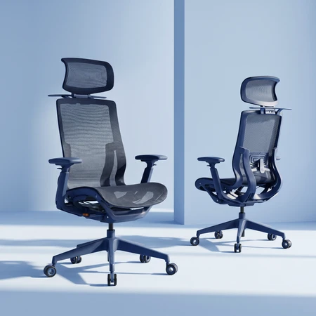 Ergonominė tinklinė biuro kėdė Spacetronik SPC-CLOUD-02, tamsiai mėlyna, 3D porankiai