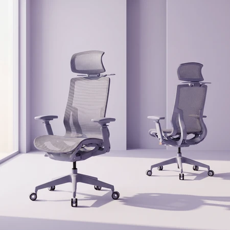 Spacetronik Ergonominė biuro kėdė su tinkleliu ir 3D porankiais, violetinė